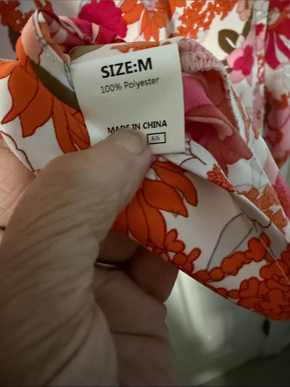 Floral Smocked Neck Blouse in Pink & Orange - Picture 3 of 3